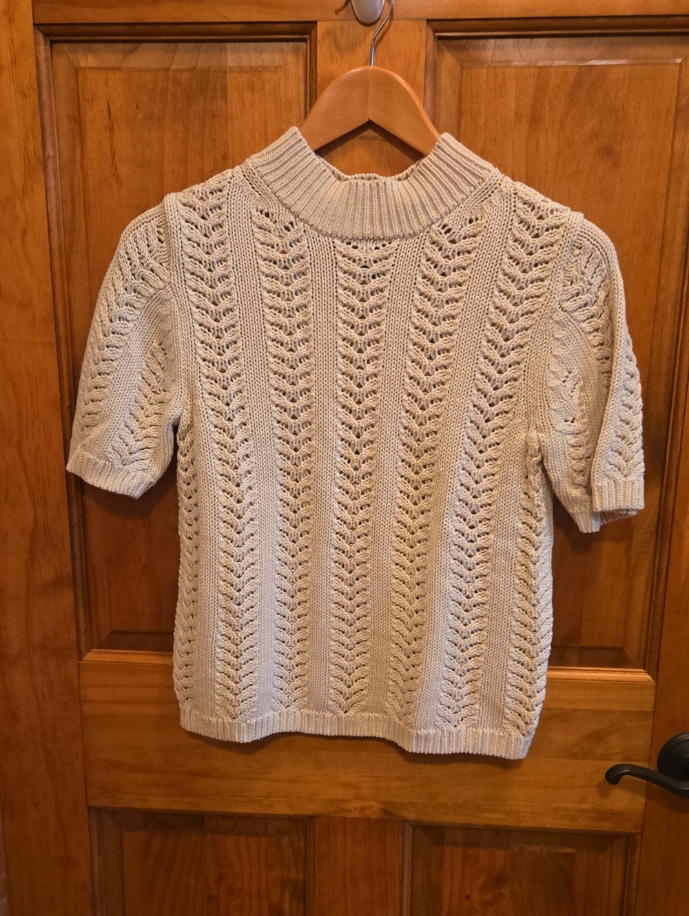 Neutral Cream Short-Sleeve Knit Top - Women's Sweater GAP Size XS